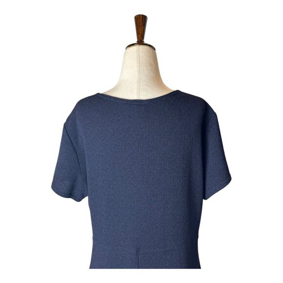 Rabbit Rabbit Rabbit Dress Women 16 Navy Blue Knit Short Sleeve Fit‎ And Flare - Picture 4 of 9